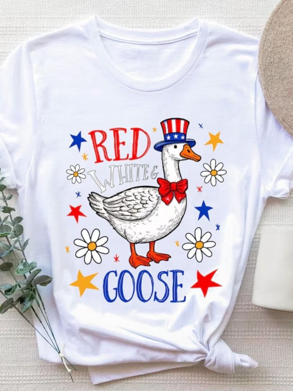 Funny 4th of July Shirt, Floral Fourth of July Tee, Graphic Goose Shirt